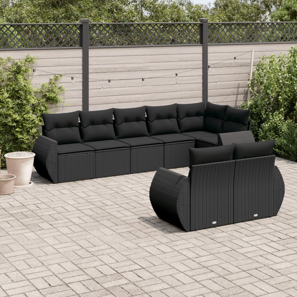 8-delige Loungeset met kussens poly rattan zwart is nu te koop bij PeponiXL, paradijselijk wonen!