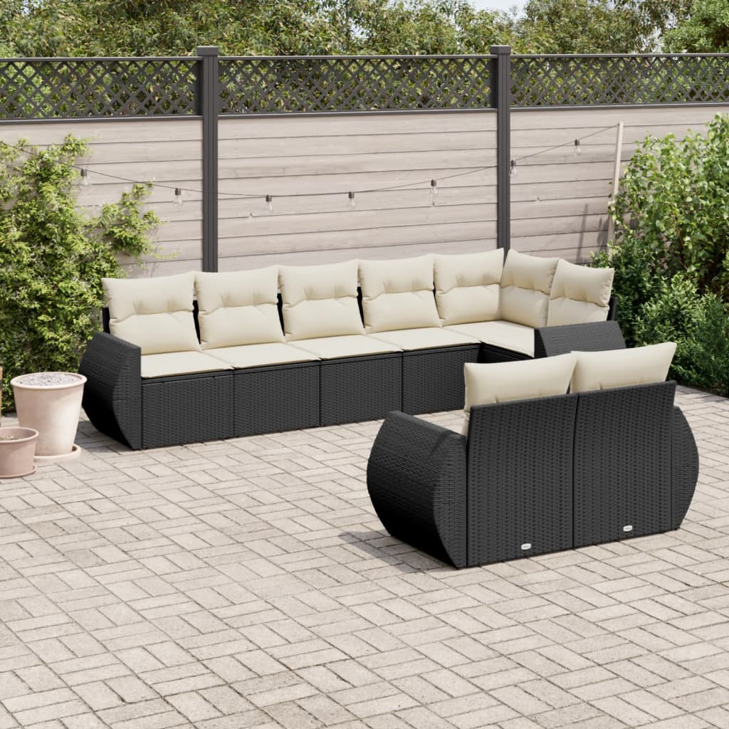 8-delige Loungeset met kussens poly rattan zwart is nu te koop bij PeponiXL, paradijselijk wonen!