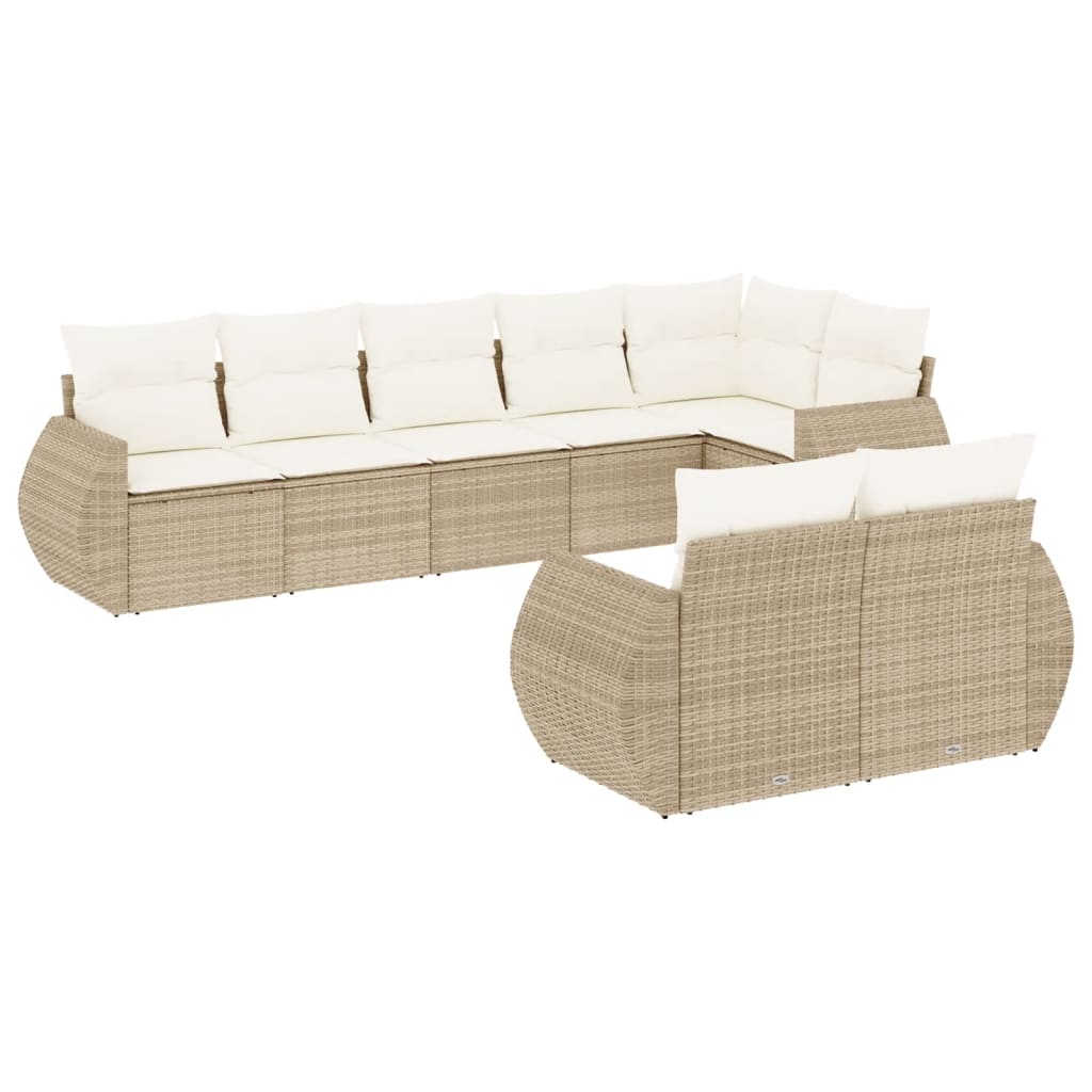 8-delige Loungeset met kussens poly rattan beige is nu te koop bij PeponiXL, paradijselijk wonen!