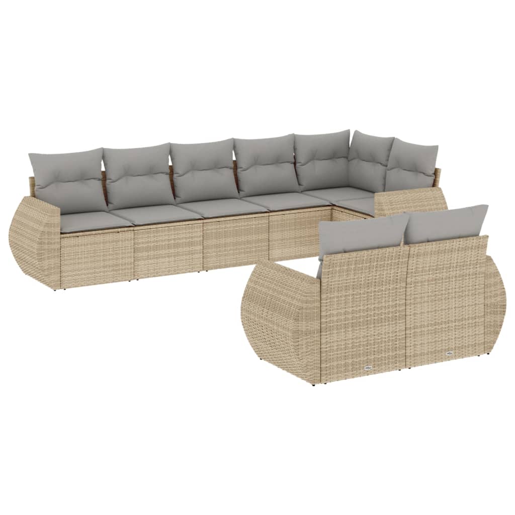 8-delige Loungeset met kussens poly rattan beige is nu te koop bij PeponiXL, paradijselijk wonen!