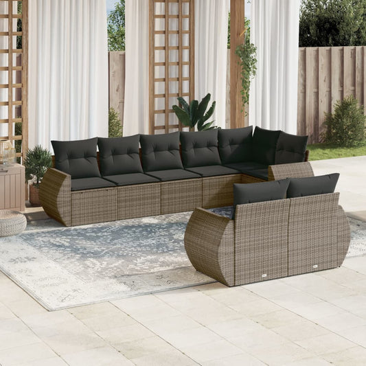 8-delige Loungeset met kussens poly rattan grijs is nu te koop bij PeponiXL, paradijselijk wonen!