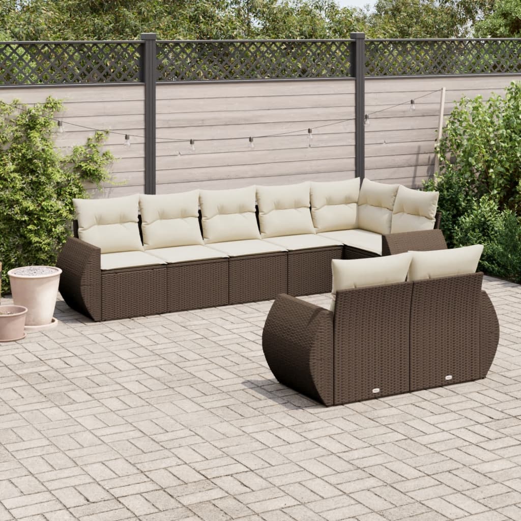 8-delige Loungeset met kussens poly rattan bruin is nu te koop bij PeponiXL, paradijselijk wonen!