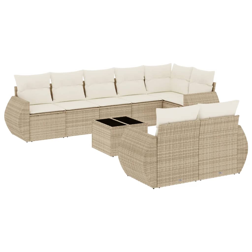 9-delige Loungeset met kussens poly rattan beige is nu te koop bij PeponiXL, paradijselijk wonen!