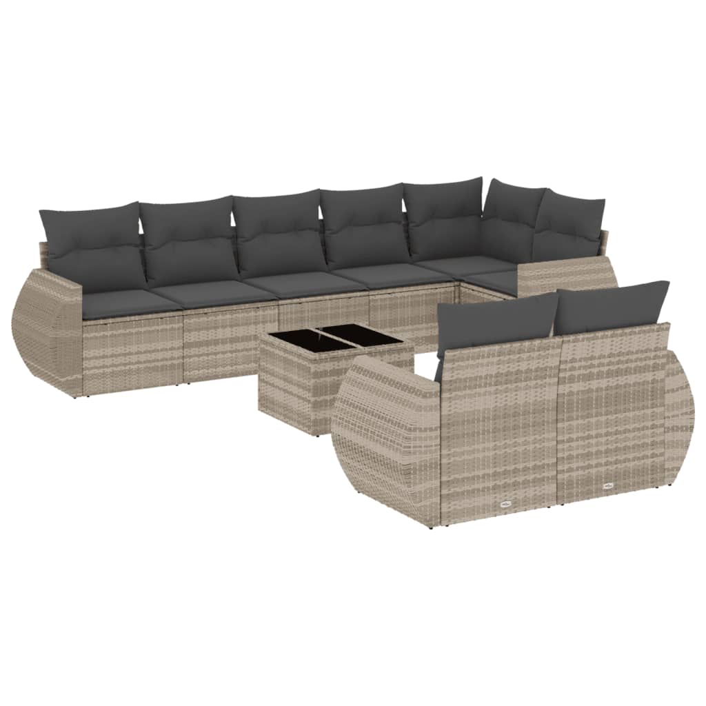 9-delige Loungeset met kussens poly rattan lichtgrijs is nu te koop bij PeponiXL, paradijselijk wonen!