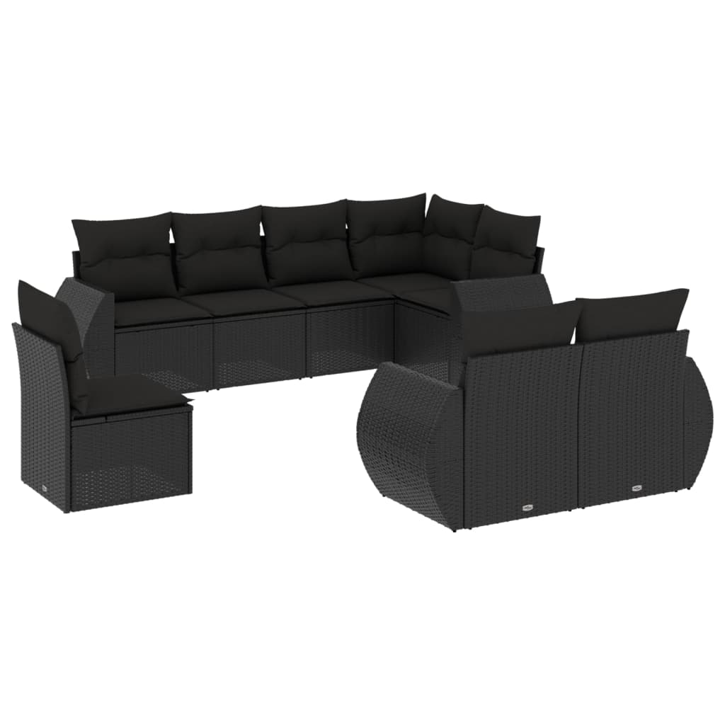 8-delige Loungeset met kussens poly rattan zwart is nu te koop bij PeponiXL, paradijselijk wonen!