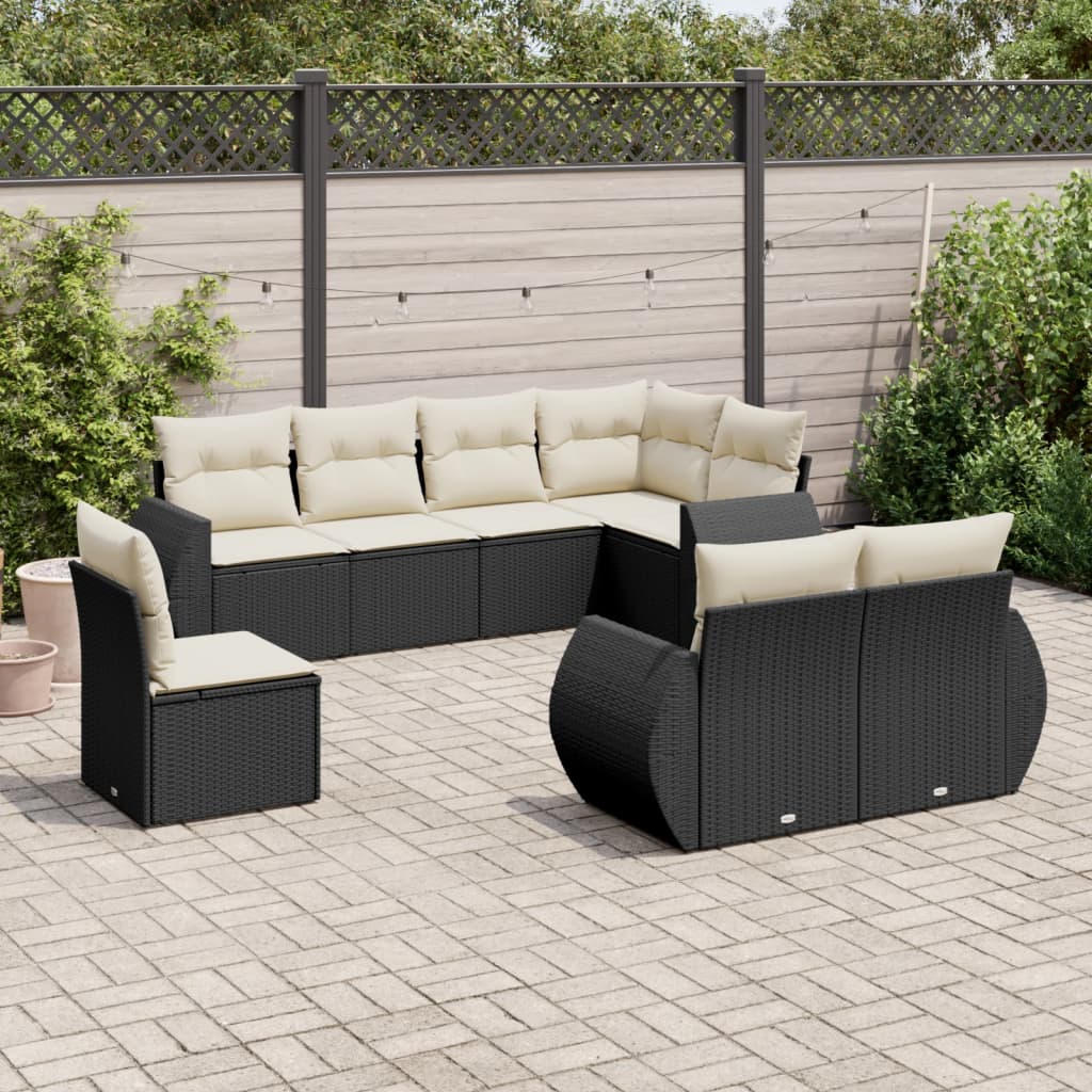 8-delige Loungeset met kussens poly rattan zwart is nu te koop bij PeponiXL, paradijselijk wonen!