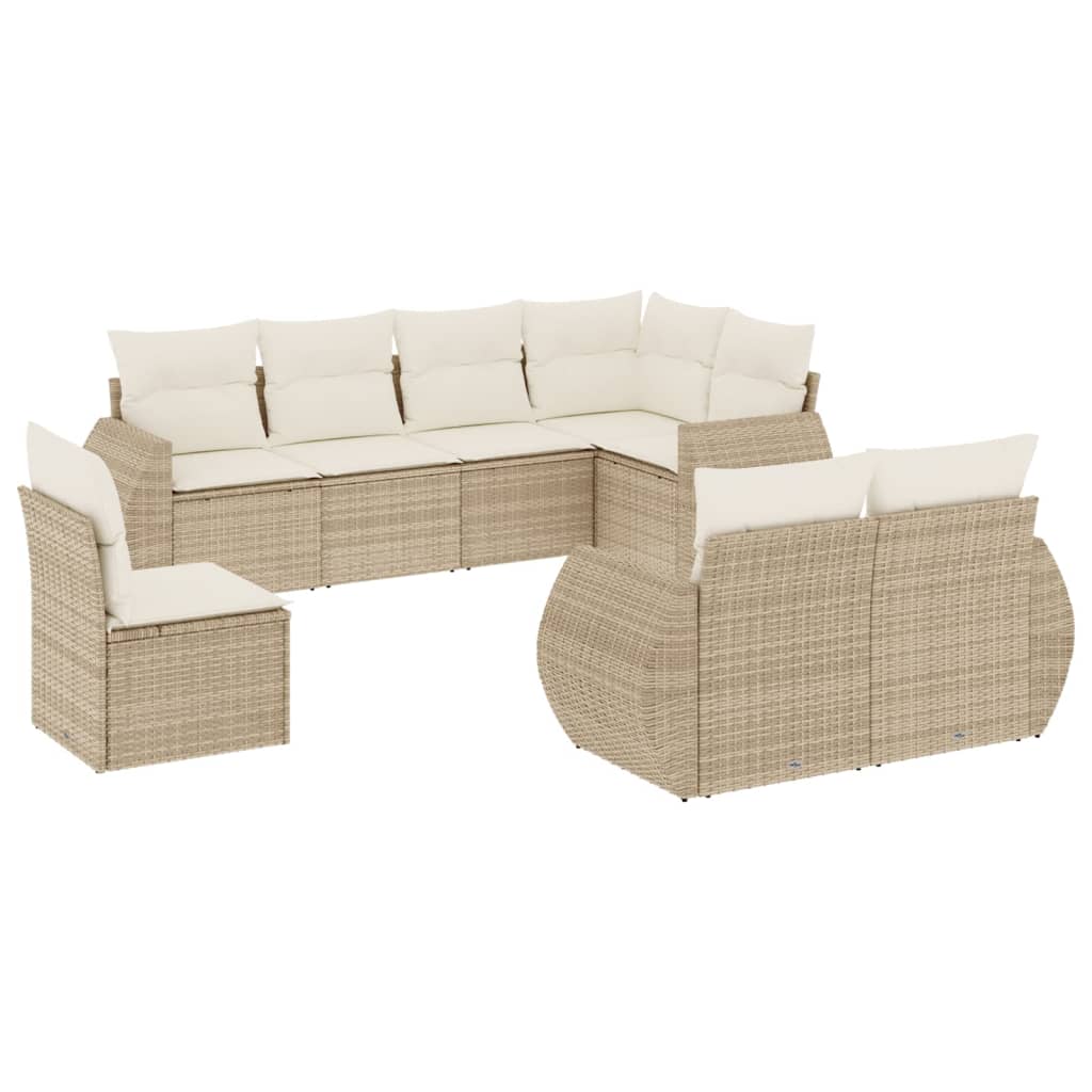 8-delige Loungeset met kussens poly rattan beige is nu te koop bij PeponiXL, paradijselijk wonen!