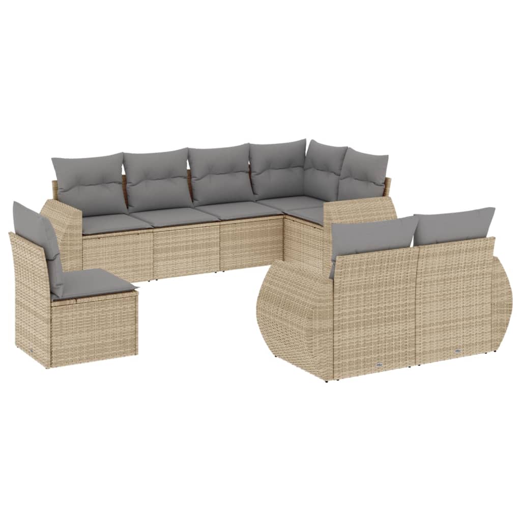 8-delige Loungeset met kussens poly rattan beige is nu te koop bij PeponiXL, paradijselijk wonen!