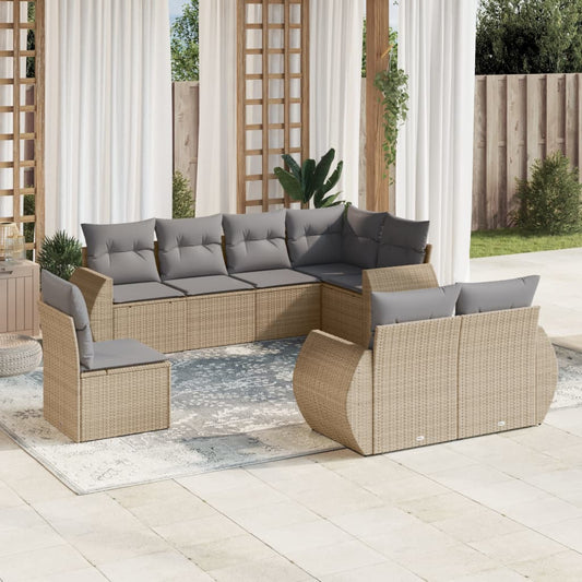 8-delige Loungeset met kussens poly rattan beige is nu te koop bij PeponiXL, paradijselijk wonen!