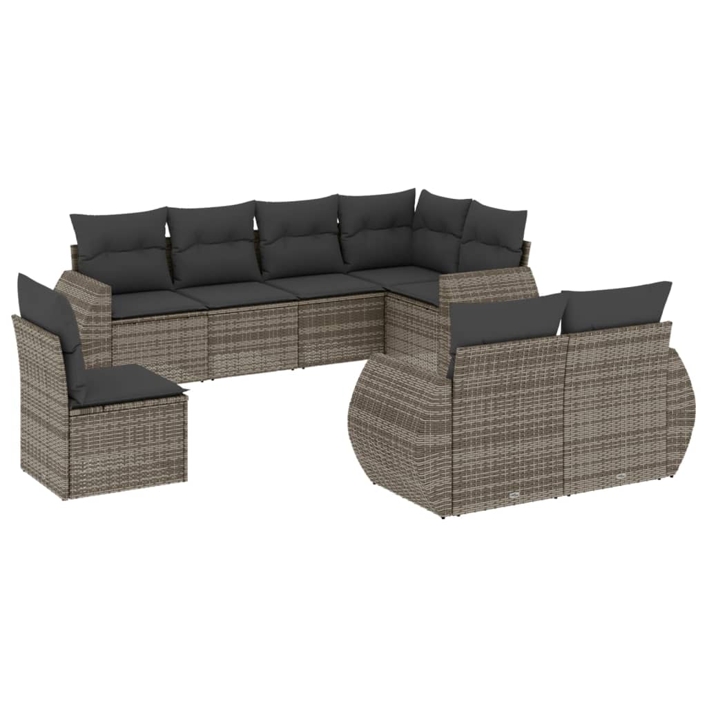 8-delige Loungeset met kussens poly rattan grijs is nu te koop bij PeponiXL, paradijselijk wonen!