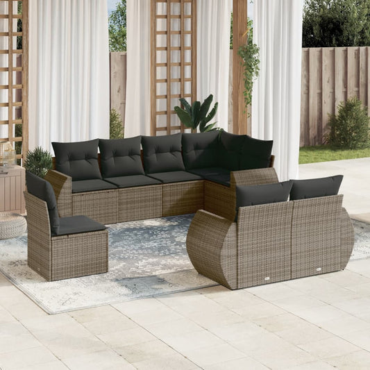 8-delige Loungeset met kussens poly rattan grijs is nu te koop bij PeponiXL, paradijselijk wonen!