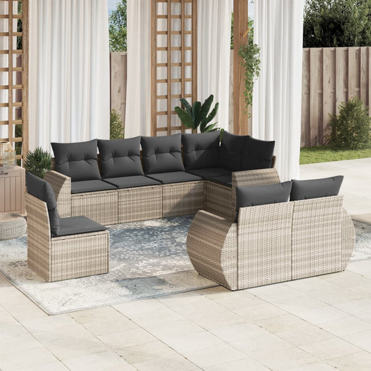 8-delige Loungeset met kussens poly rattan lichtgrijs is nu te koop bij PeponiXL, paradijselijk wonen!