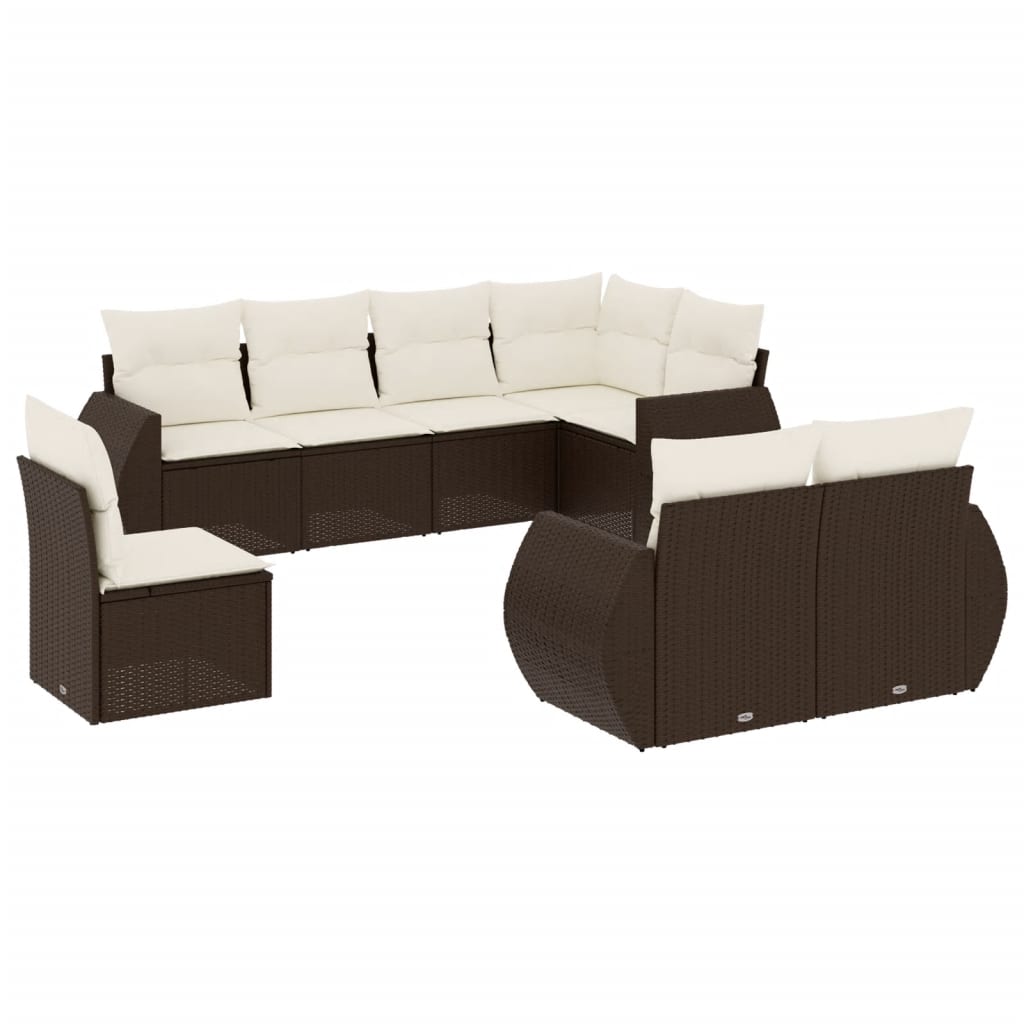 8-delige Loungeset met kussens poly rattan bruin is nu te koop bij PeponiXL, paradijselijk wonen!