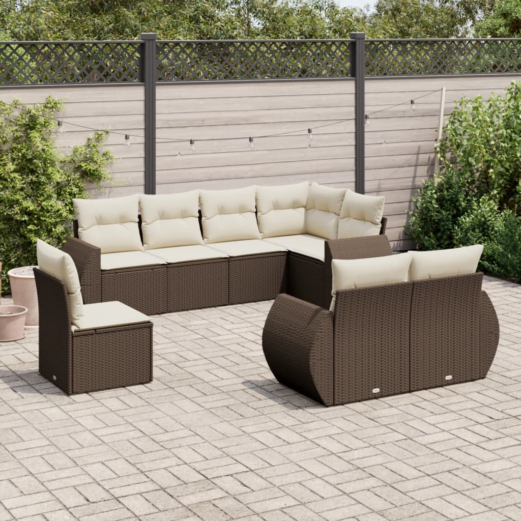 8-delige Loungeset met kussens poly rattan bruin is nu te koop bij PeponiXL, paradijselijk wonen!