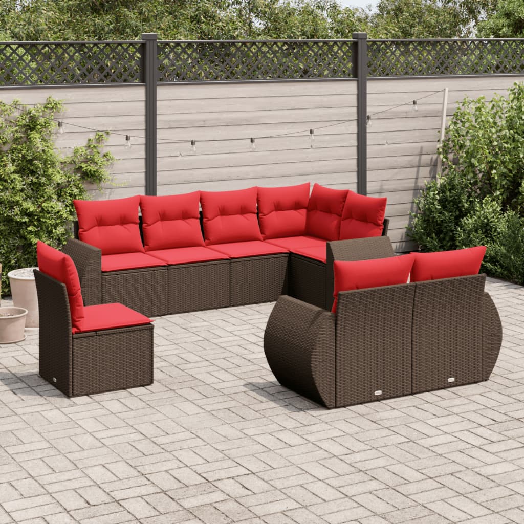 8-delige tuinbankset met kussens, bruin polyrotan is nu te koop bij PeponiXL, paradijselijk wonen!
