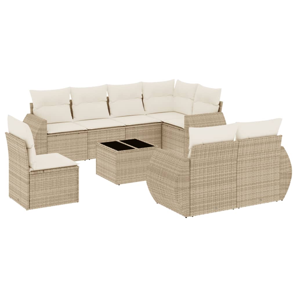 9-delige Loungeset met kussens poly rattan beige is nu te koop bij PeponiXL, paradijselijk wonen!