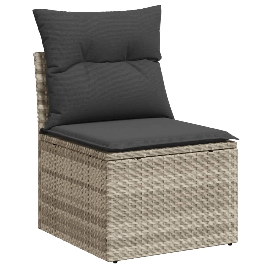 9-delige tuinbankset met kussens, grijs polyrotan is nu te koop bij PeponiXL, paradijselijk wonen!