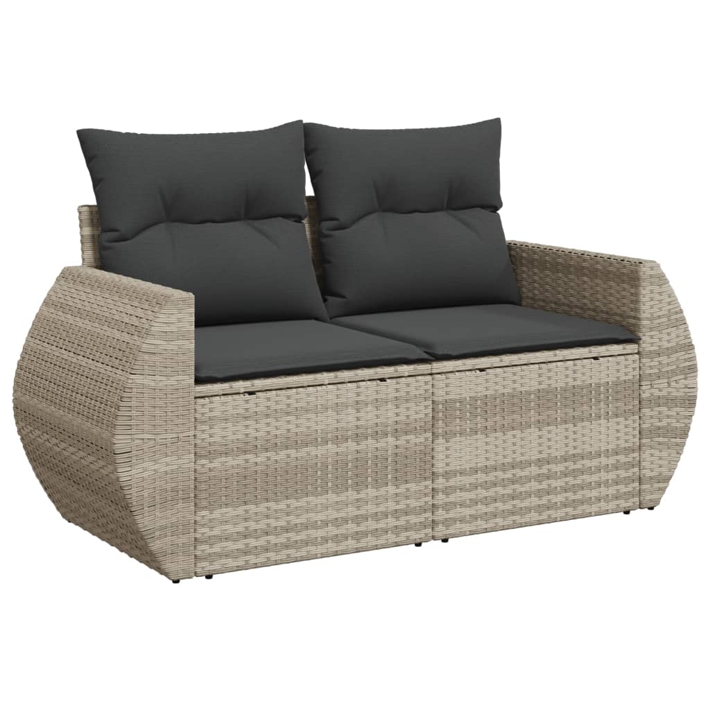 9-delige tuinbankset met kussens, grijs polyrotan is nu te koop bij PeponiXL, paradijselijk wonen!