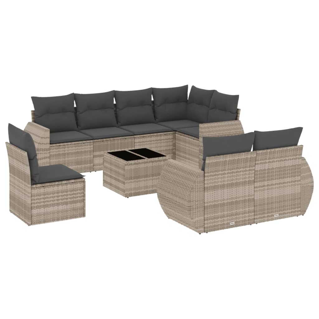 9-delige Loungeset met kussens poly rattan lichtgrijs is nu te koop bij PeponiXL, paradijselijk wonen!