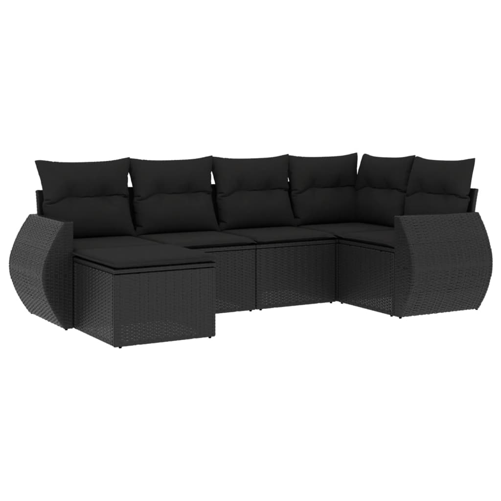 6-delige Loungeset met kussens poly rattan zwart is nu te koop bij PeponiXL, paradijselijk wonen!