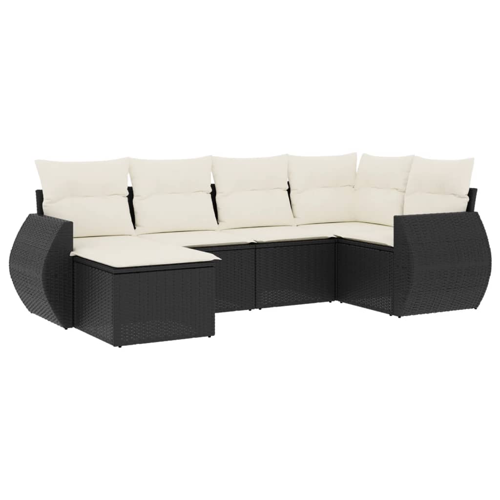 6-delige Loungeset met kussens poly rattan zwart is nu te koop bij PeponiXL, paradijselijk wonen!