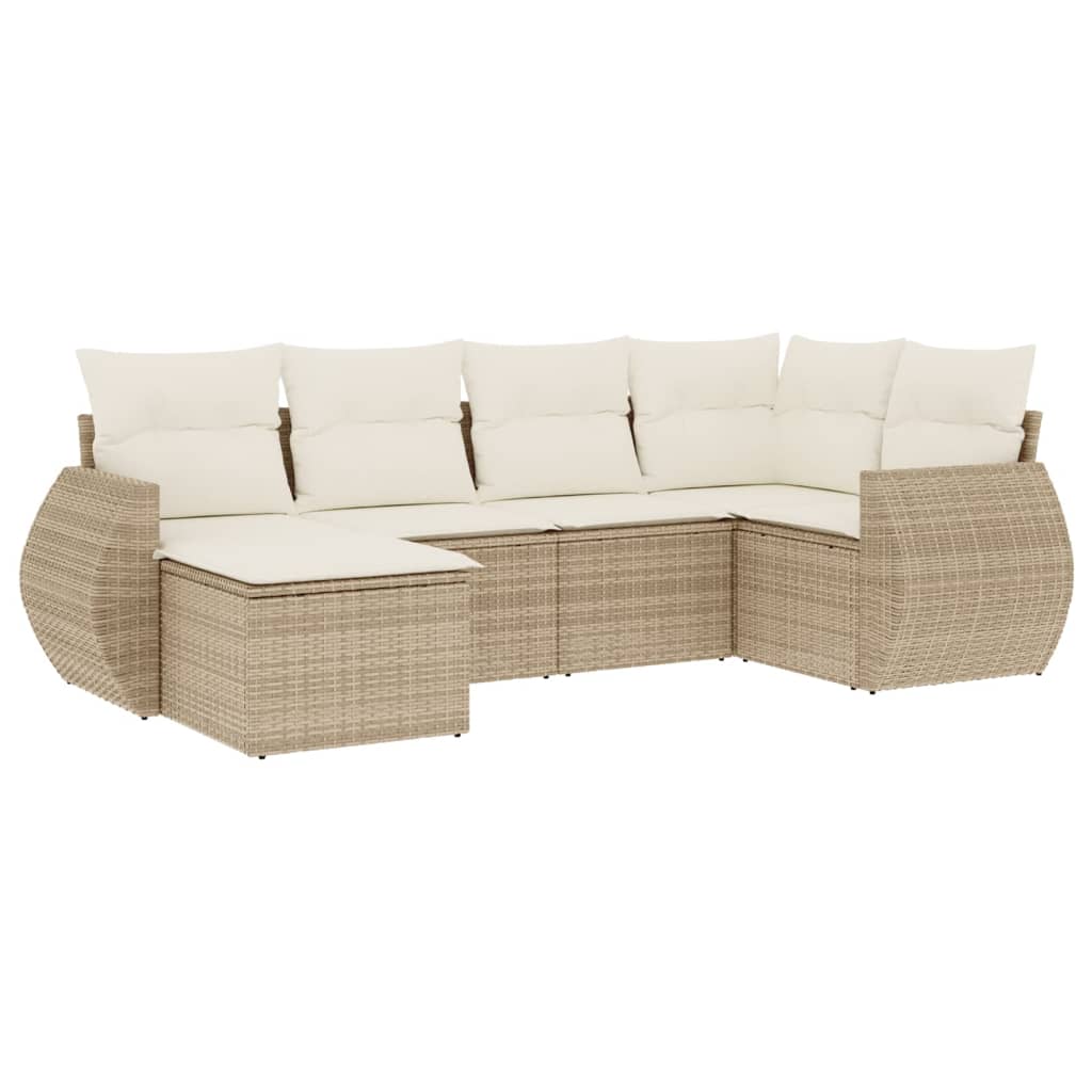 6-delige Loungeset met kussens poly rattan beige is nu te koop bij PeponiXL, paradijselijk wonen!