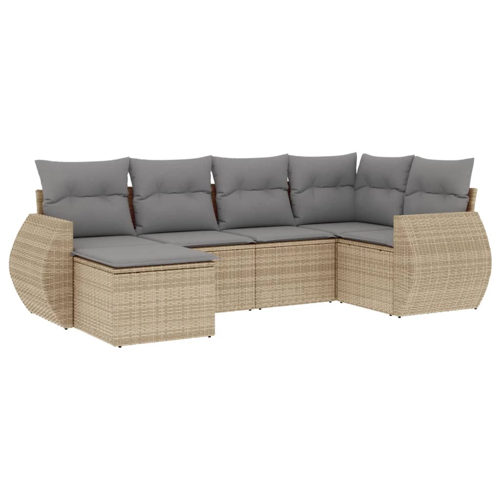 6-delige Loungeset met kussens poly rattan beige is nu te koop bij PeponiXL, paradijselijk wonen!