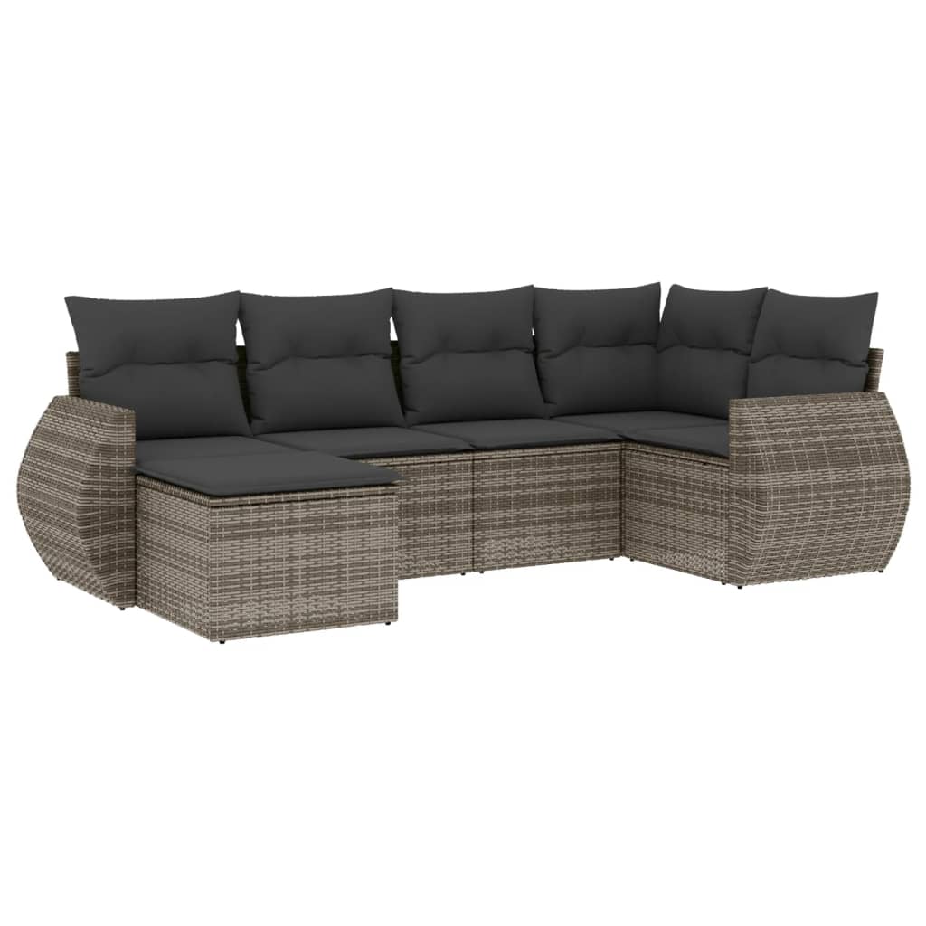 6-delige Loungeset met kussens poly rattan grijs is nu te koop bij PeponiXL, paradijselijk wonen!