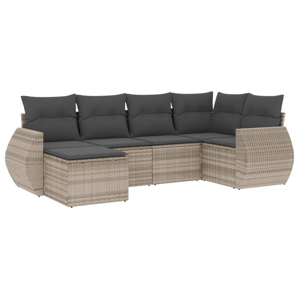 6-delige Loungeset met kussens poly rattan lichtgrijs is nu te koop bij PeponiXL, paradijselijk wonen!
