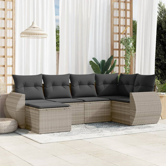 6-delige Loungeset met kussens poly rattan lichtgrijs is nu te koop bij PeponiXL, paradijselijk wonen!