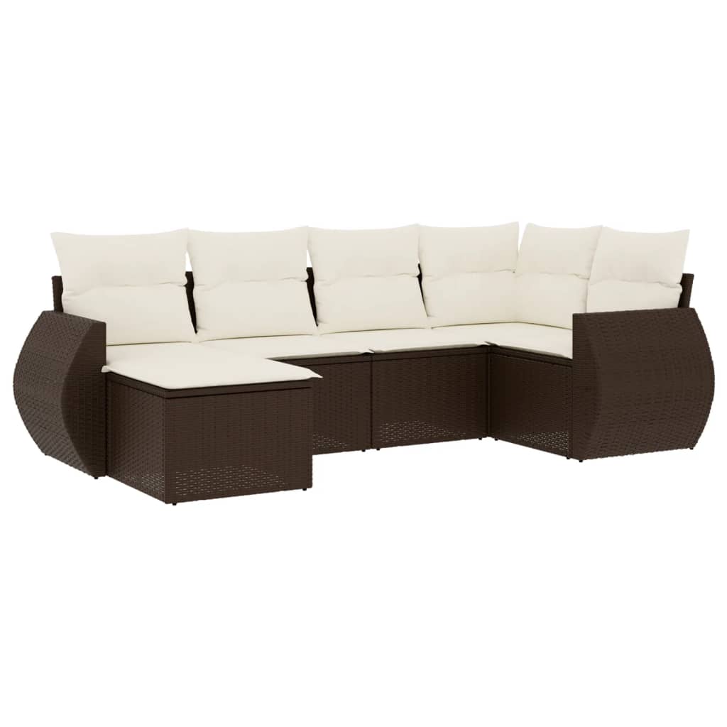 6-delige Loungeset met kussens poly rattan bruin is nu te koop bij PeponiXL, paradijselijk wonen!