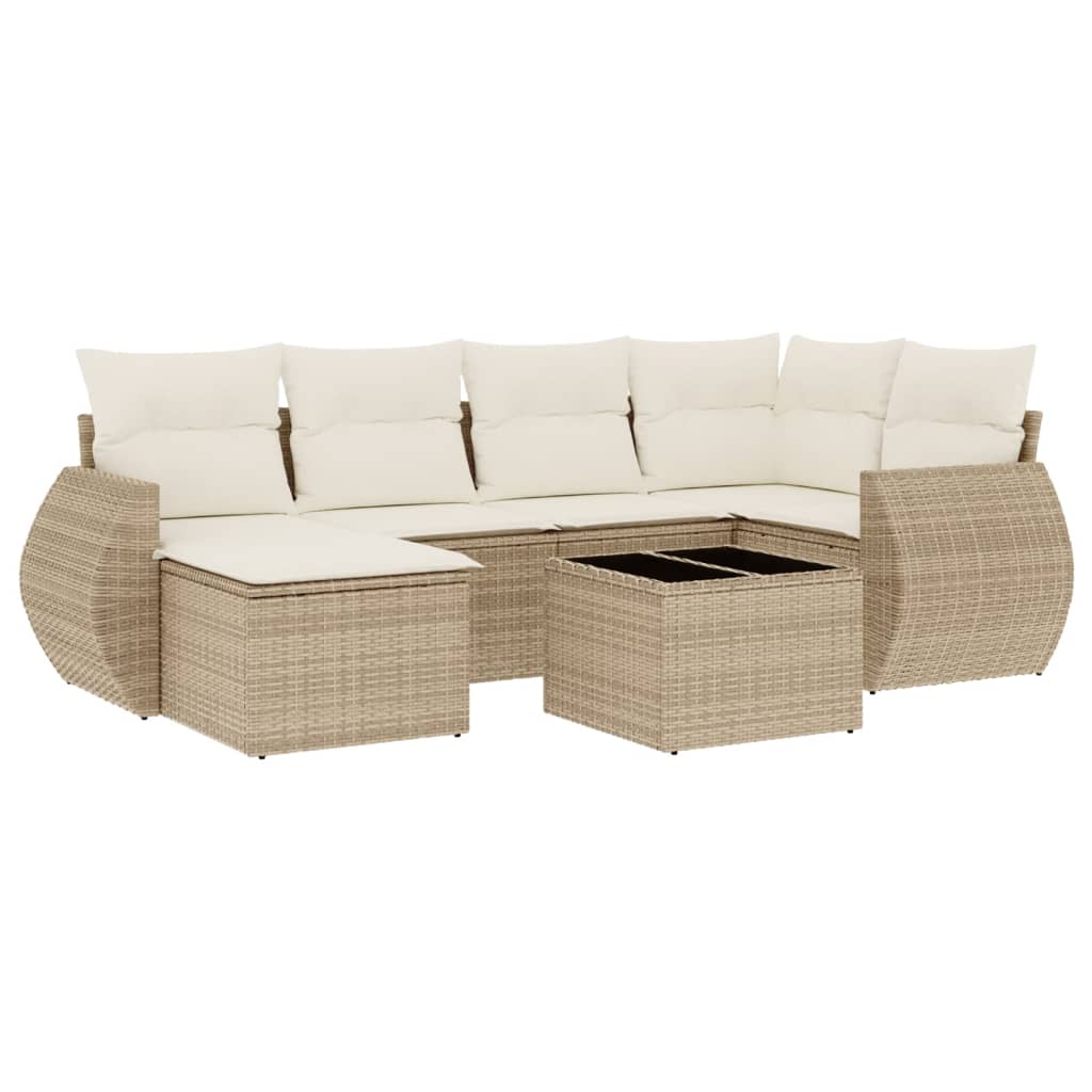 7-delige Loungeset met kussens poly rattan beige is nu te koop bij PeponiXL, paradijselijk wonen!