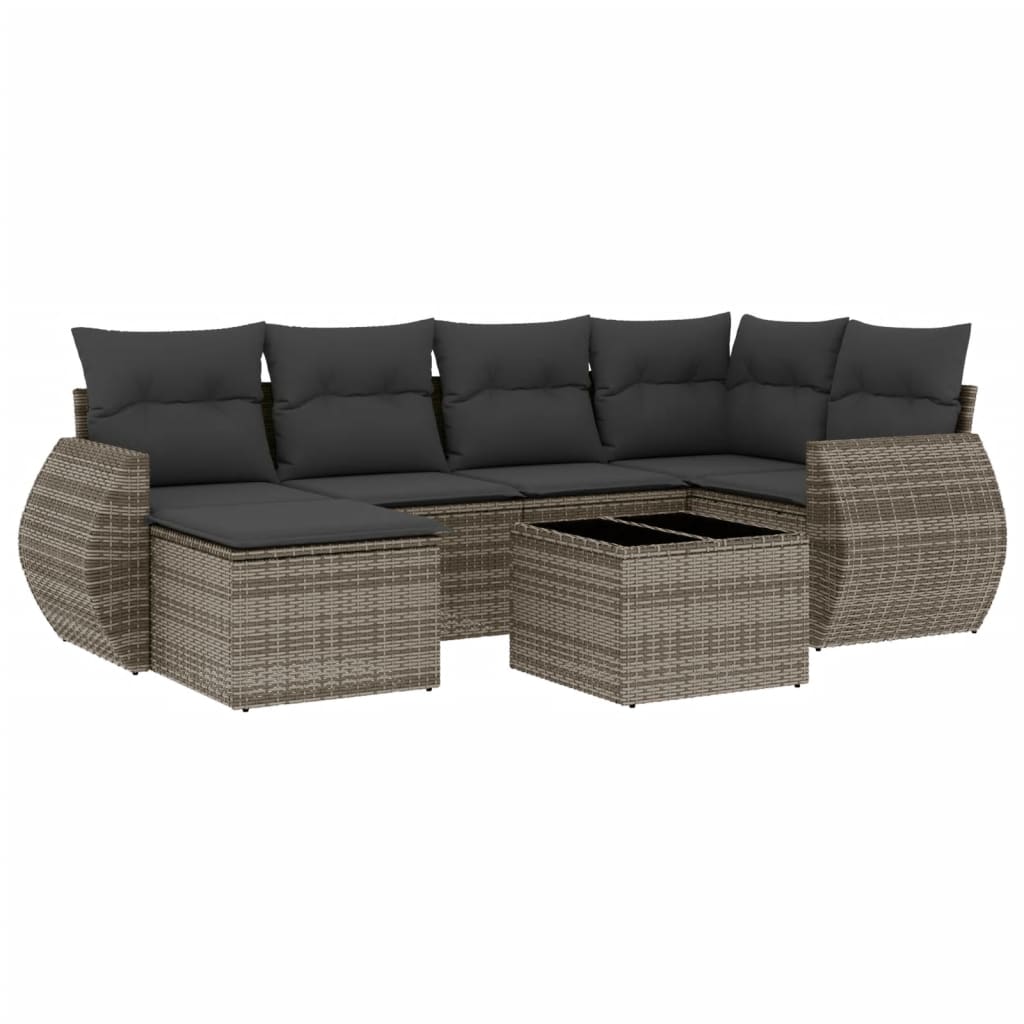 7-delige Loungeset met kussens poly rattan grijs is nu te koop bij PeponiXL, paradijselijk wonen!