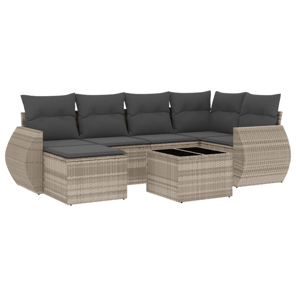 7-delige Loungeset met kussens poly rattan lichtgrijs is nu te koop bij PeponiXL, paradijselijk wonen!