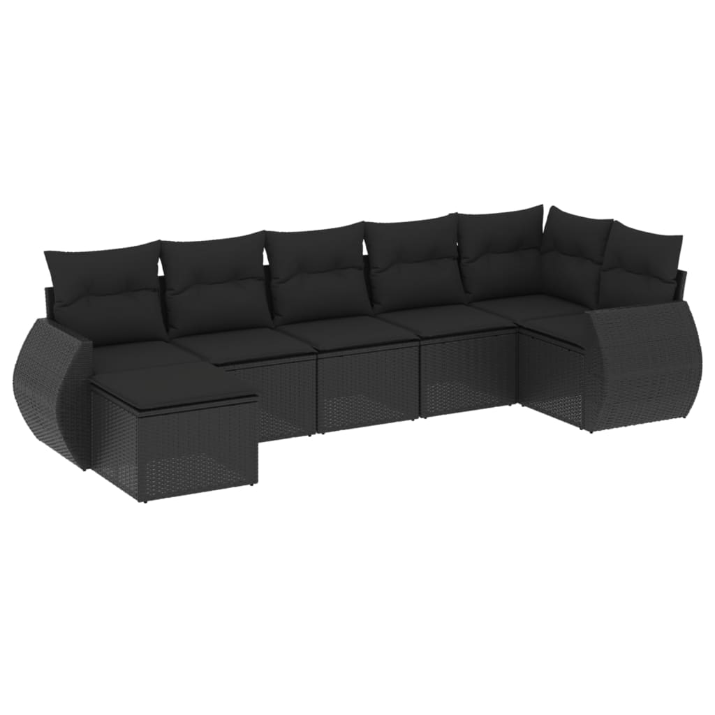 7-delige Loungeset met kussens poly rattan zwart is nu te koop bij PeponiXL, paradijselijk wonen!