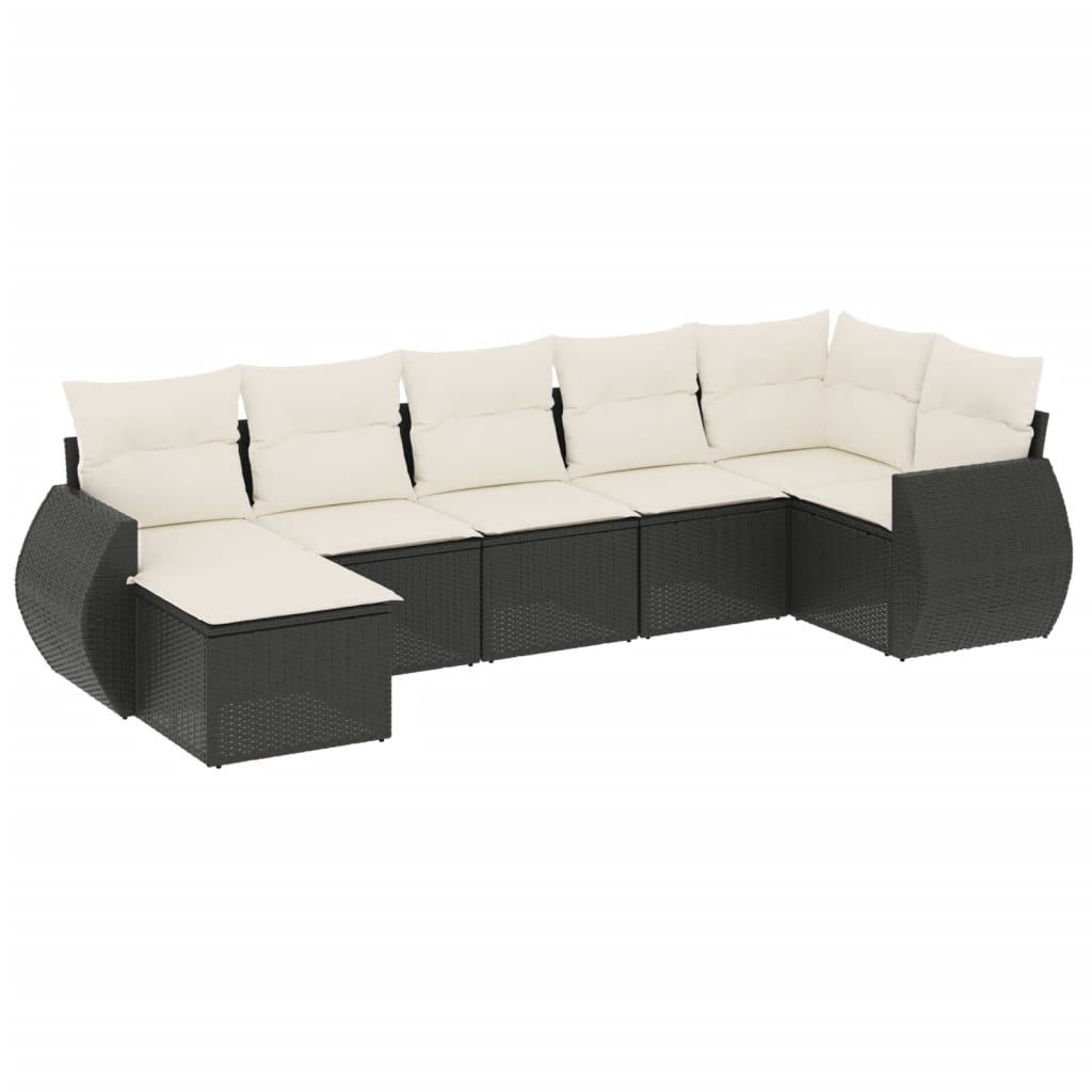 7-delige Loungeset met kussens poly rattan zwart is nu te koop bij PeponiXL, paradijselijk wonen!