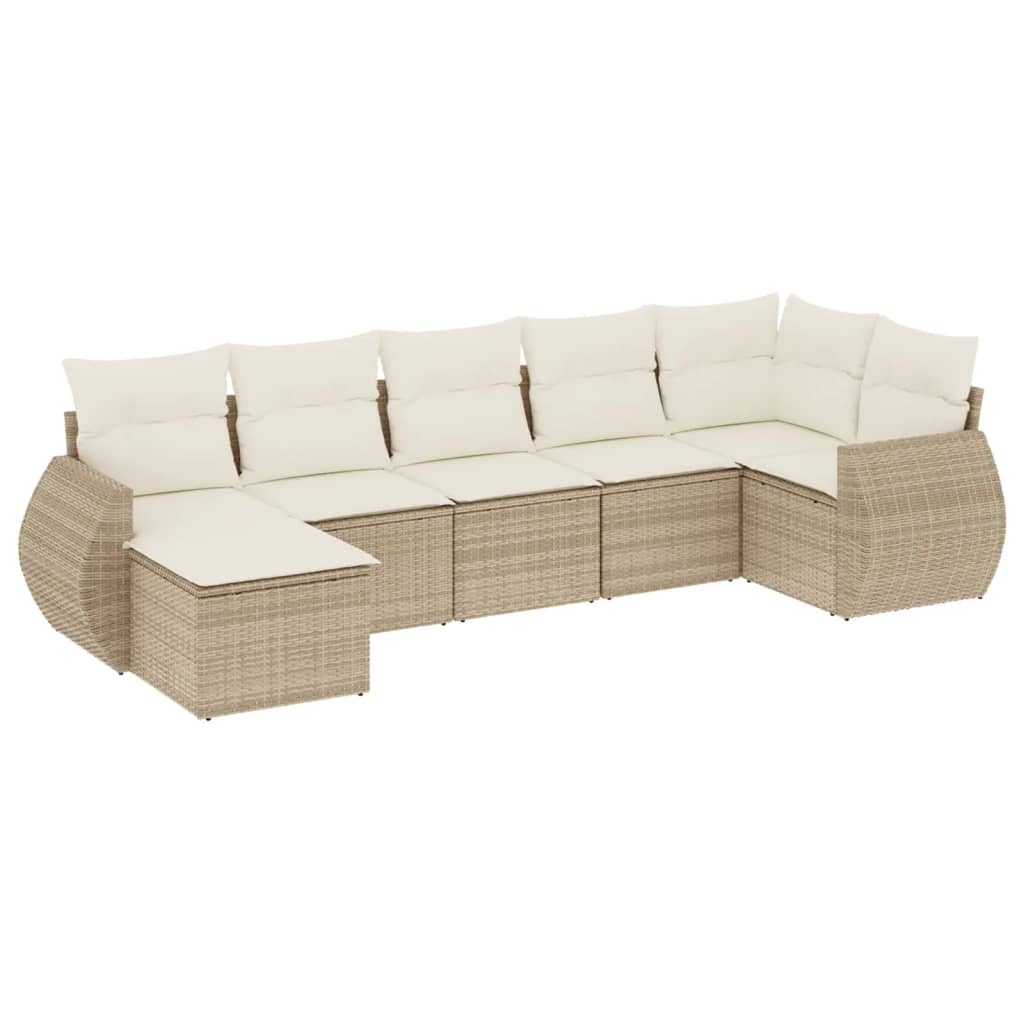 7-delige Loungeset met kussens poly rattan beige is nu te koop bij PeponiXL, paradijselijk wonen!