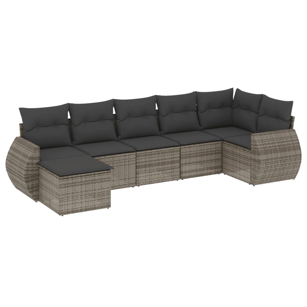 7-delige Loungeset met kussens poly rattan grijs is nu te koop bij PeponiXL, paradijselijk wonen!