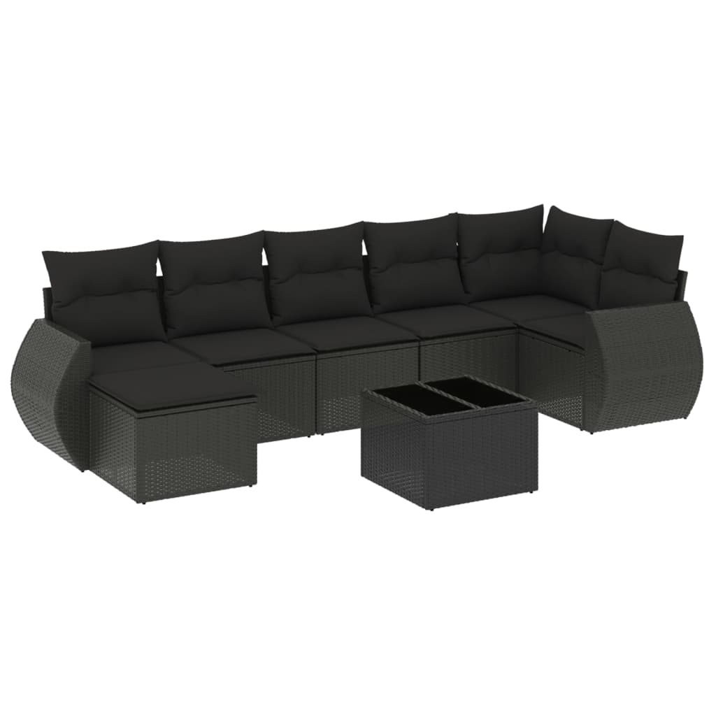 8-delige Loungeset met kussens poly rattan zwart is nu te koop bij PeponiXL, paradijselijk wonen!