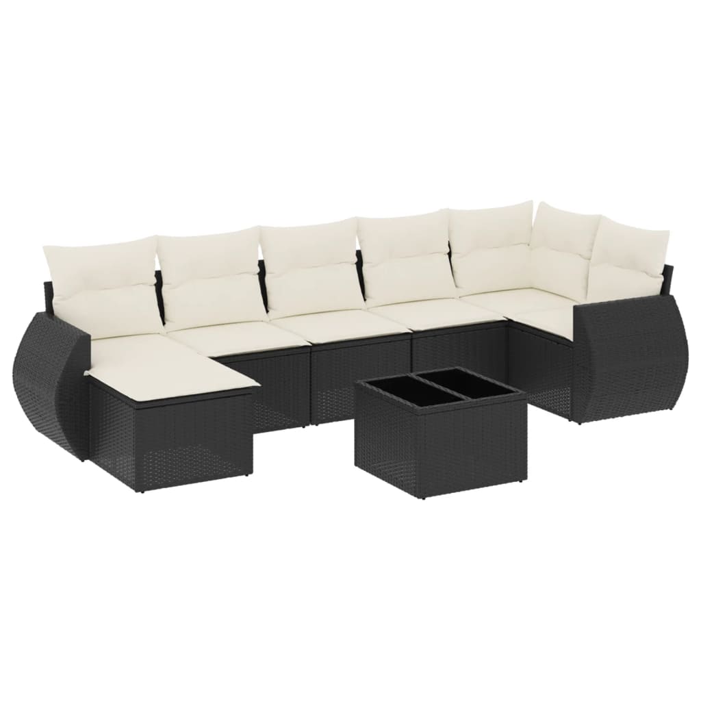 8-delige Loungeset met kussens poly rattan zwart is nu te koop bij PeponiXL, paradijselijk wonen!