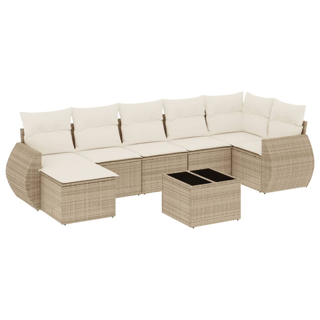 8-delige Loungeset met kussens poly rattan beige is nu te koop bij PeponiXL, paradijselijk wonen!