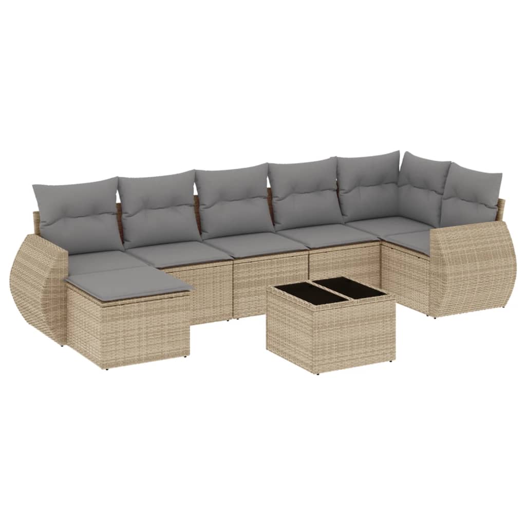 8-delige Loungeset met kussens poly rattan beige is nu te koop bij PeponiXL, paradijselijk wonen!