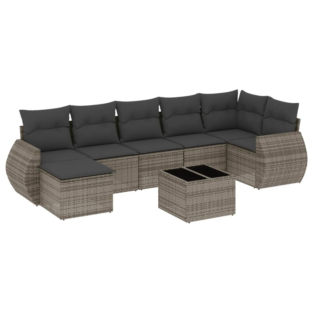 8-delige Loungeset met kussens poly rattan grijs is nu te koop bij PeponiXL, paradijselijk wonen!