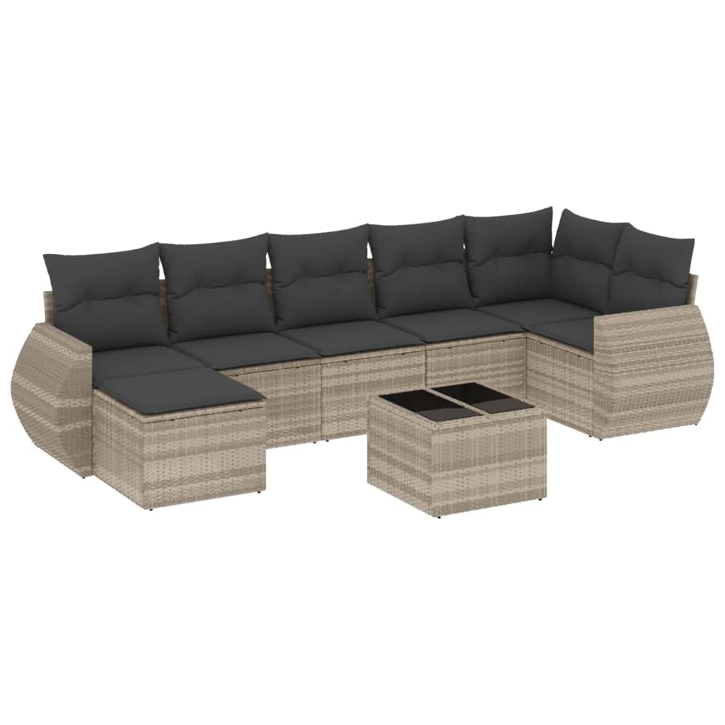 8-delige Loungeset met kussens poly rattan lichtgrijs is nu te koop bij PeponiXL, paradijselijk wonen!