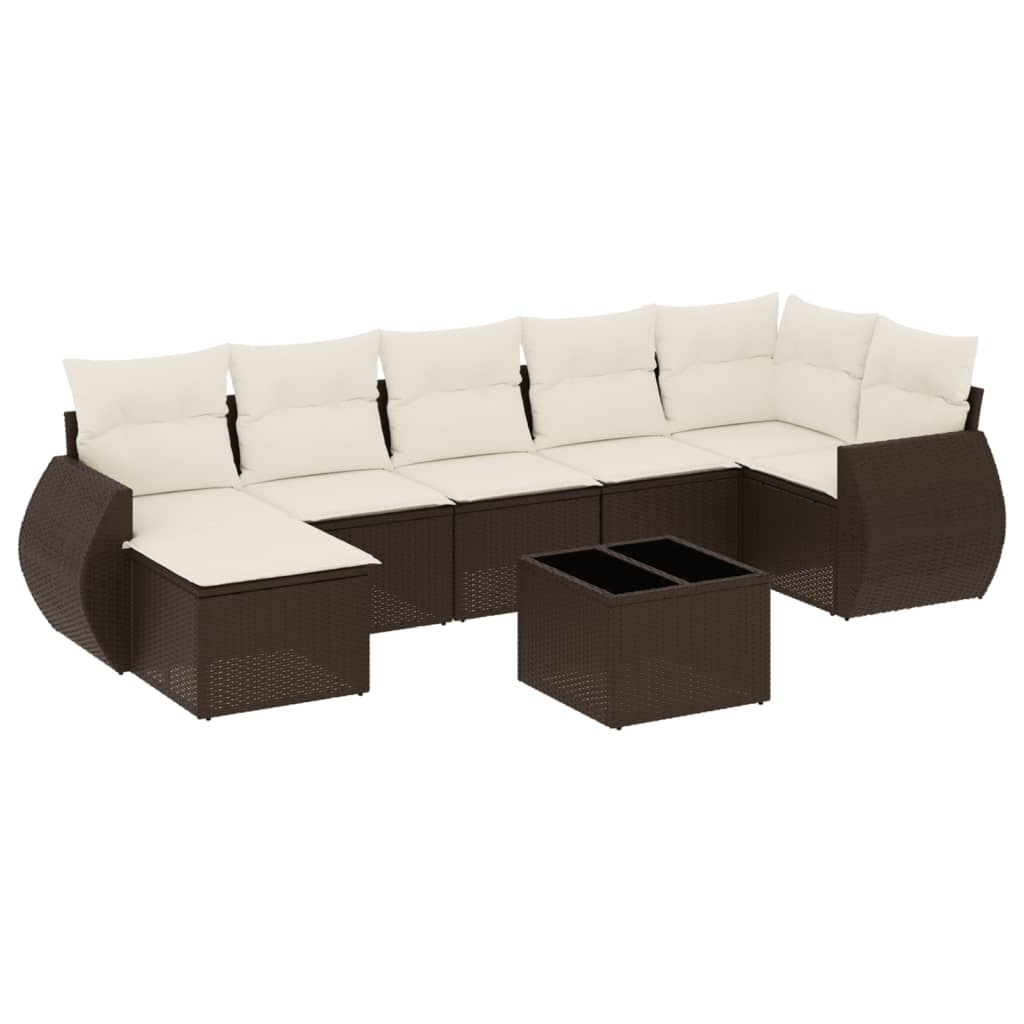 8-delige Loungeset met kussens poly rattan bruin is nu te koop bij PeponiXL, paradijselijk wonen!