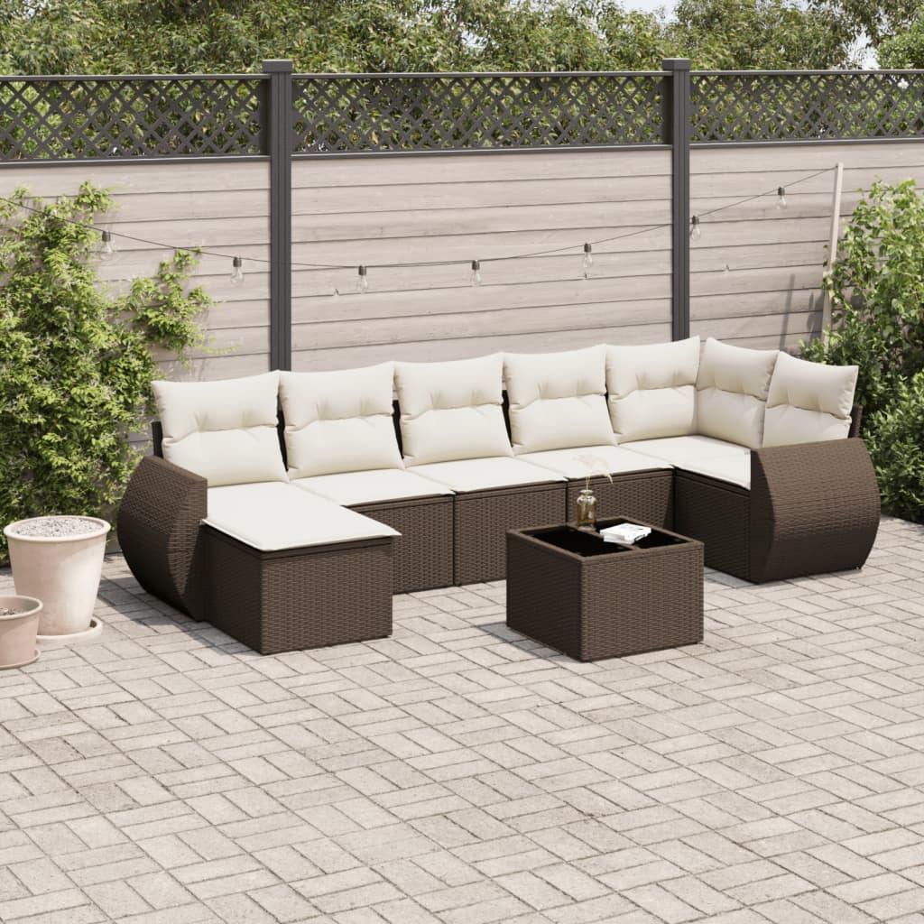 8-delige Loungeset met kussens poly rattan bruin is nu te koop bij PeponiXL, paradijselijk wonen!