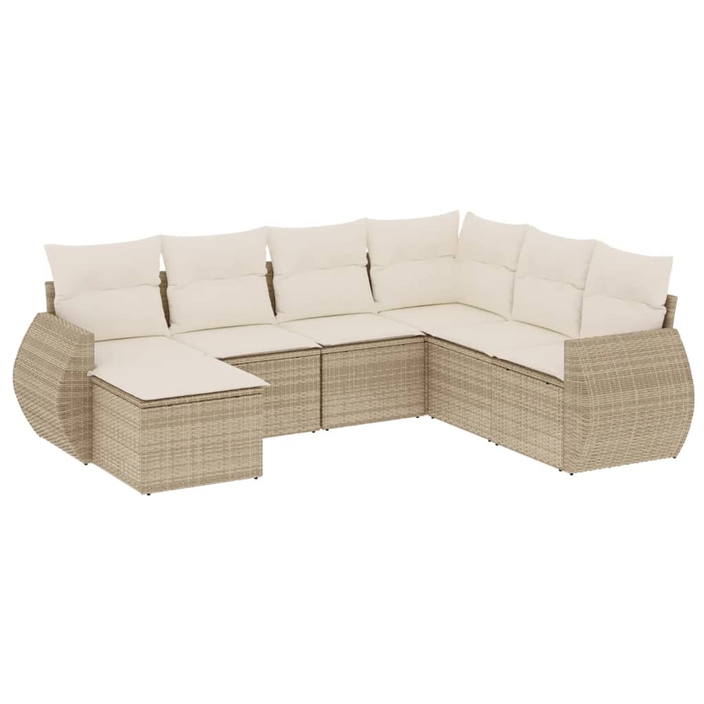 7-delige Loungeset met kussens poly rattan beige is nu te koop bij PeponiXL, paradijselijk wonen!