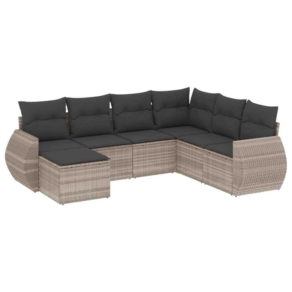 7-delige Loungeset met kussens poly rattan lichtgrijs is nu te koop bij PeponiXL, paradijselijk wonen!