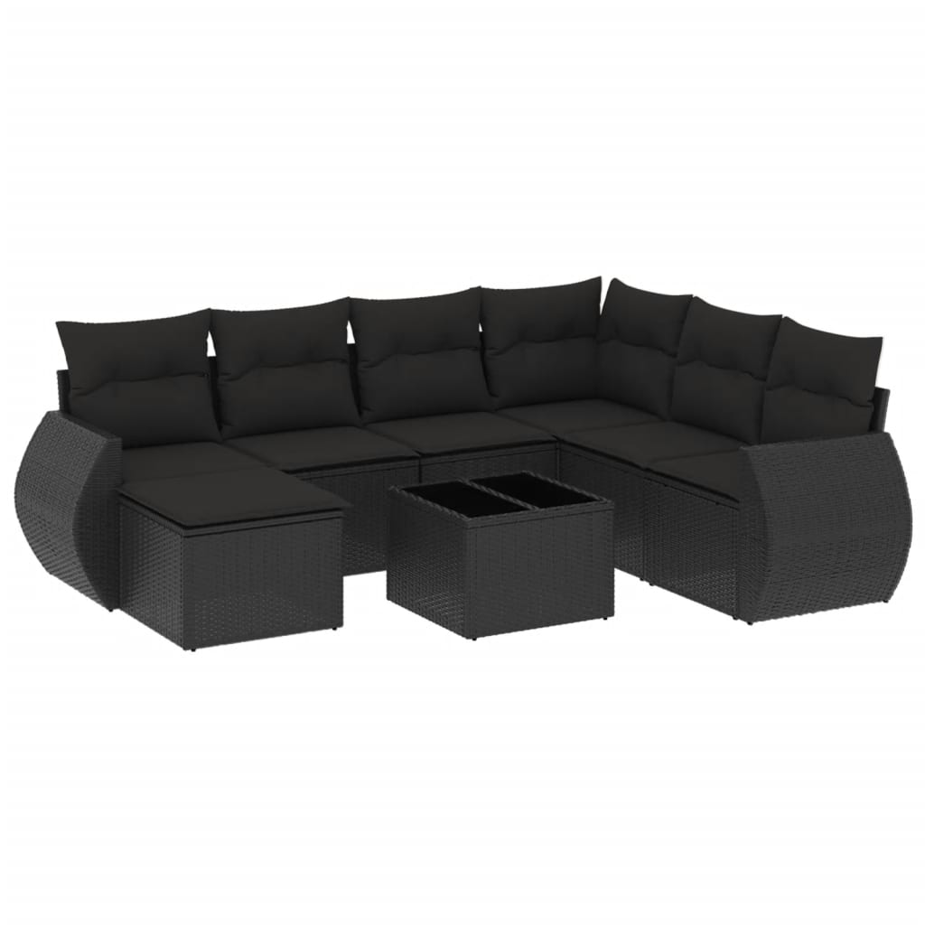 8-delige Loungeset met kussens poly rattan zwart is nu te koop bij PeponiXL, paradijselijk wonen!