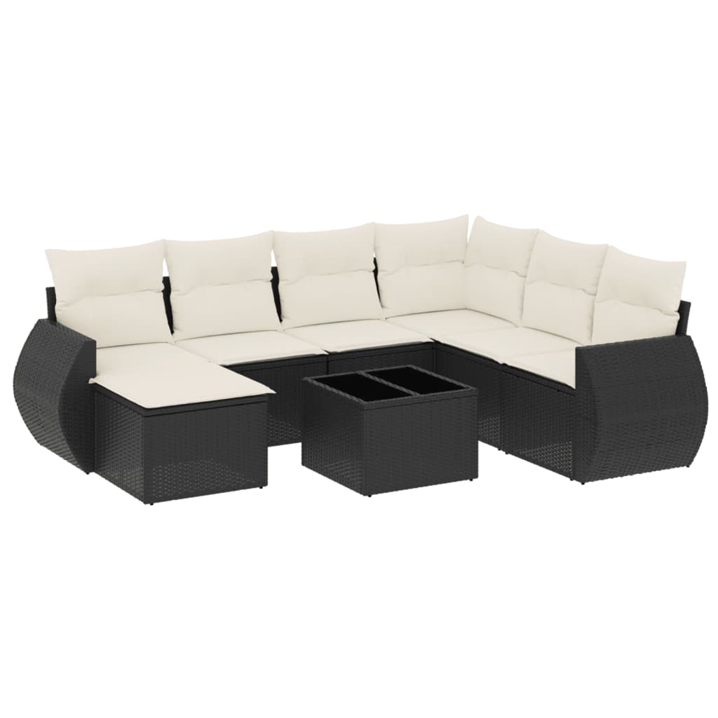 8-delige Loungeset met kussens poly rattan zwart is nu te koop bij PeponiXL, paradijselijk wonen!